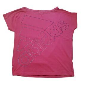 Pink Adidas Logo Tee with Asymmetrical Sleeves